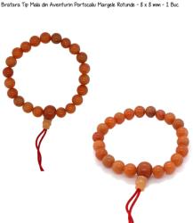  Bratara Tip Mala din Aventurin Portocaliu Margele Rotunde - 8 x 8 mm - 1 Buc