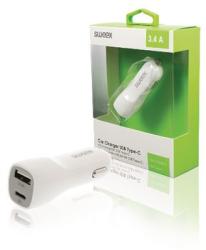 Sweex Incarcator auto USB si USB Type C 3.4A alb Sweex (CH-014WH) - sogest