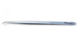 Long Lashes szempilla csipesz, keskeny hajlított - ezüst, 14cm (LLA33013)