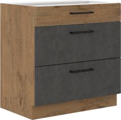 TEMPO KONDELA Alsószekrény, szürke matt/tölgy lancelot, VEGA 80 D 3S BB