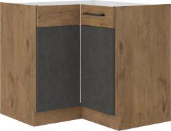 TEMPO KONDELA Alsó sarokszekrény, szürke matt/tölgy lancelot, VEGA 90x90 DN 1F BB