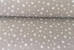  Pamutvászon szürke alapon fehér csillag mintás textil - 160 cm