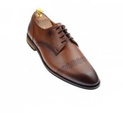 Lucas Shoes Pantofi barbati eleganti, cu siret, din piele naturala maro coniac - 700CON - ciucaleti - 189,00 RON