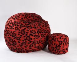 Pufrelax Комплект, Барбарон и табуретка за крака, 700л. , King Size, Poppy, Перящ се калъф, Трансформира се в легло, Пълнеж с микс от мемори пяна и дунапрен, Гама Premium