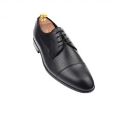 Lucas Shoes Pantofi barbati derby perforati, eleganti, cu siret, din piele naturala neagra - 709NEGRU (709NEGRU)