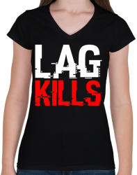 printfashion Lag Kills - Női V-nyakú póló - Fekete (2660721)