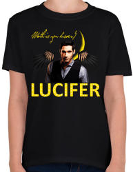 printfashion lucifer-wath is you disaer - Gyerek póló - Fekete (2671835)