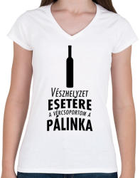 printfashion A vércsoportom a pálinka - Női V-nyakú póló - Fehér (2682309)