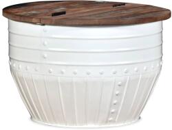 vidaXL Măsuță de cafea în formă de butoi alb lemn masiv reciclat (245254) - vidaxl Masa de cafea