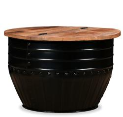 vidaXL Măsuță de cafea în formă de butoi negru lemn masiv reciclat (245255) - vidaxl Masa de cafea