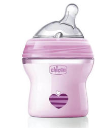 Chicco Biberon CHICCO Natural Feeling, plastic, roz , 150ml, t. s. inclinata, 0luni+, flux normal, 0%BPA (80811-11)