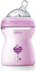 Chicco Biberon CHICCO Natural Feeling, roz, 250ml, t. s. , 2luni+, 0%BPA (80825-11)