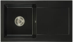 Bradoline Leon2 gránit mosogató automata szűrőkosaras leeresztővel szifonnal fekete, beépíthető (BR-2043)