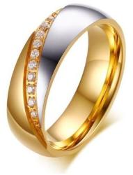 Ékszerkirály Női karikagyűrű, nemesacél, cirkonkristállyal, arany, 8-as méret (32784297644_4)