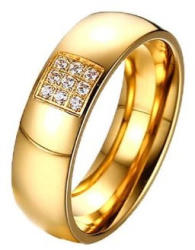 Ékszerkirály Női karikagyűrű nemesacélból, arany, 6-os méret (32822603236_7)