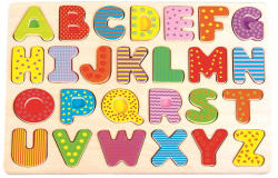 Lelin Puzzle din lemn Lelin - Alfabet englez, litere majuscule (L20002)