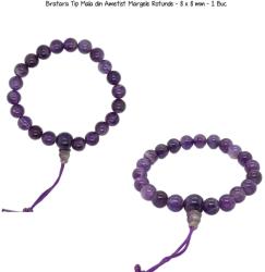  Bratara Tip Mala din Ametist Margele Rotunde - 8 x 8 mm - 1 Buc