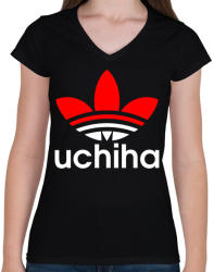 printfashion Uchiha (Adidas logo) - Női V-nyakú póló - Fekete (2698354)