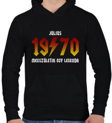 printfashion 1970 július - Legenda születik (ACDC stílus) - Férfi kapucnis pulóver - Fekete (2700812)