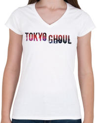 printfashion Tokyo Ghoul logo - Női V-nyakú póló - Fehér (2692432)