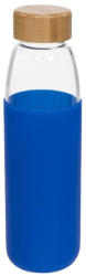 EVERESTUS Sticla sport 540 ml cu capac din lemn, Everestus, KI, sticla, silicon si lemn, albastru, saculet de calatorie inclus (EVE06-10055002)