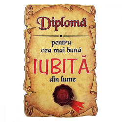 AleXer Magnet Diploma pentru cea mai buna IUBITA din lume, lemn (CDT-ES-4604-16)