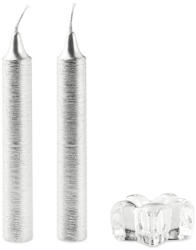 EVERESTUS Set 2 lumanari cu suport din sticla, Everestus, 9IA19056, Argintiu, laveta inclusa (EVE01-CX1458-14)
