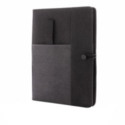 XD Agenda A5 cu buzunar pentru telefon si pix, 128 pagini, XD, KO, poliester, negru (EVE08-P773-155)