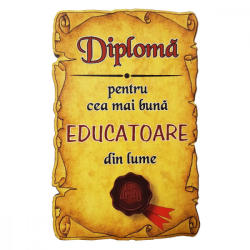 AleXer Magnet Diploma pentru Cea mai buna EDUCATOARE din lume, lemn (CDT-ES-4604-46)