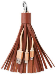 Everestus Breloc cablu de date cu micro usb, Everestus, KR0103, piele ecologica, metal, maro (EVE01-MO9290-01)