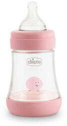 Chicco Perfect5 150 ml-es cumisüveg lassú folyású szilikon cumival 0m+ - Rózsaszín - babamanna