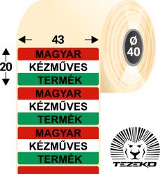 Tezeko Magyar Kézműves Termék etikett címke, 43 mm * 20 mm-es (1000 db/tekercs) (P0430002000-006)