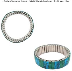  Bratara Turcoaz de Arizona - Malachit pe Alama Margele Dreptunghi - 4 x 16 mm - 1 Buc