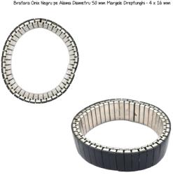  Bratara Onix Negru pe Alama Diametru 50 mm Margele Dreptunghi - 4 x 16 mm