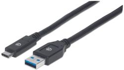 Manhattan USB3.1-C - USB3.0-A Adat- és töltőkábel 3m - Fekete (354981)