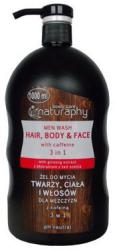 Naturaphy Șampon-gel de duș pentru bărbați - Naturaphy Hair, Body & Face Man Wash With Caffeine 3in1 1000 ml