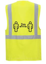 Portwest Távolságtartásra figyelmeztető vezetői mellény 2 m (sárga*, M) (CV76YERM)