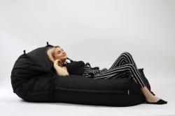 Pufrelax Пуф, легло, 450л. Yoga XL - Eerie Black, Перящ се калъф, Пълнеж с микс от мемори пяна и дунапрен, Гама Premium