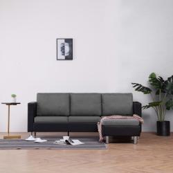 vidaXL Canapea cu 3 locuri cu perne, negru, piele ecologică (282204) Canapea