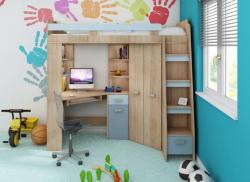 WIPMEB ANTRESOLA jobbos többfunkciós ágy gyerekszobába (kék-sonoma tölgy)