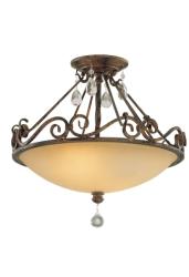Quintiesse Semi Plafoniera vintage, bronz, cristale sticla, Chateau, 2x60W-LED, E27, QN-CHATEAU-SF (FE-CHATEAU-SF)