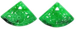  Pandantiv Jad Alb Colorat Sculptat - 31-33 x 42-43 x 2, 5-3 mm - 1 Pereche