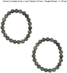  Bratara Turmalina Verde cu Cuart Diametru 54 mm - Margele Rotunde - 8 - 8, 9 mm