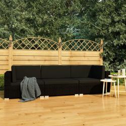 vidaXL Set mobilier de grădină cu perne, 3 piese, negru, poliratan (47267) - vidaxl