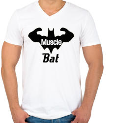 printfashion Muscle bat - Férfi V-nyakú póló - Fehér (2794232)