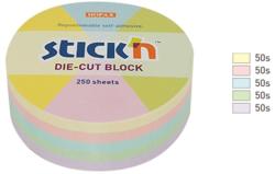 Notes autoadeziv Die-Cut - cerc, 67 x 67 mm, 250 file, Stick"n - 5 culori pastel (HO-21829)