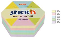 Notes autoadeziv Die-Cut - hexagon, 61 x 70 mm, 250 file, Stick"n - 5 culori pastel (HO-21826)