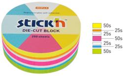 Notes autoadeziv Die-Cut - cerc, 67 x 67 mm, 250 file, Stick"n - 5 culori fluorescente (HO-21830)