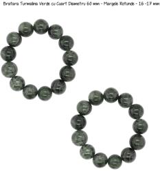  Bratara Turmalina Verde cu Cuart Diametru 60 mm - Margele Rotunde - 16 -17 mm