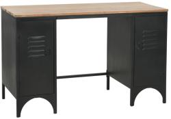 vidaXL Tömör fenyőfa és acél kétszekrényes íróasztal 100x50x76 cm (246422)